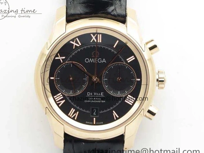 0120 De Ville Chronograph RG OMF 1:1 Best Edition Black Dial On Black Leather Strap A Sophisticated 8106